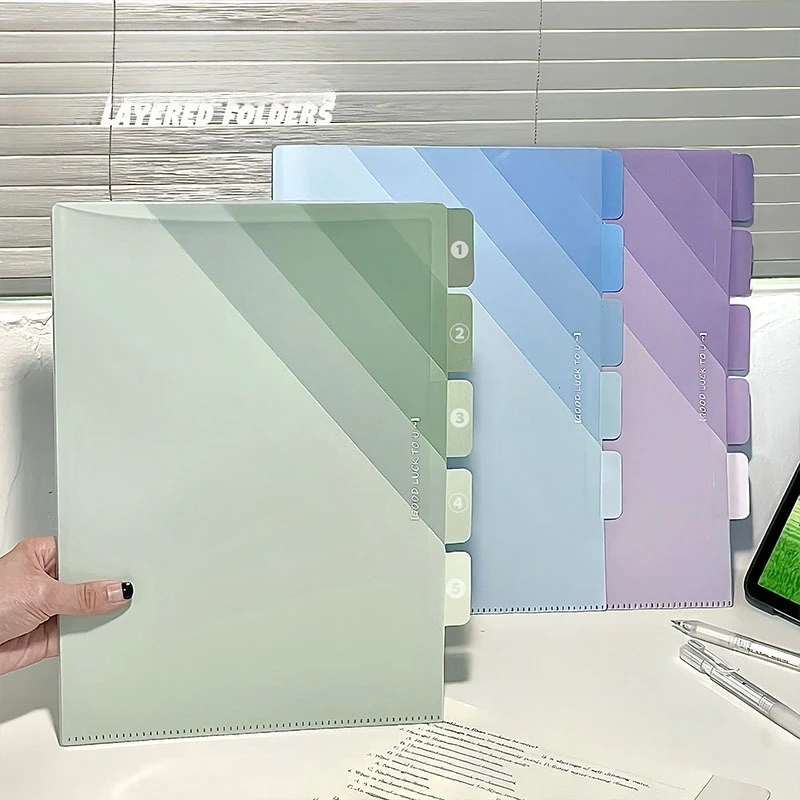 Large Capacity Student File Folders Thick L-Shaped Vertical Folder with Multiple Pockets Organizer for Exams Documents Bag