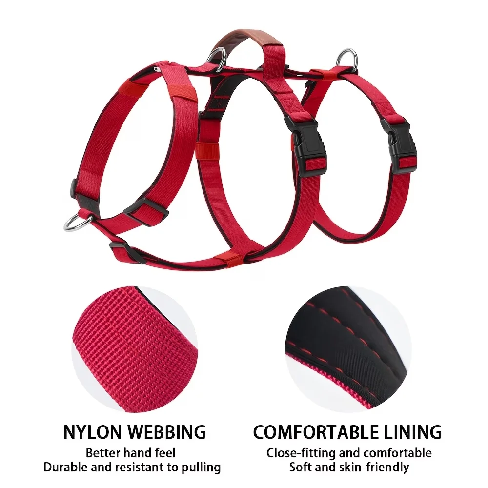 Strapazierfähiges Nylon-Geschirr für mittelgroße bis große Hunde, ausbruchsicheres Hundegeschirr, weich, bequem, atmungsaktiv und nicht stickig, D – Detail 3
