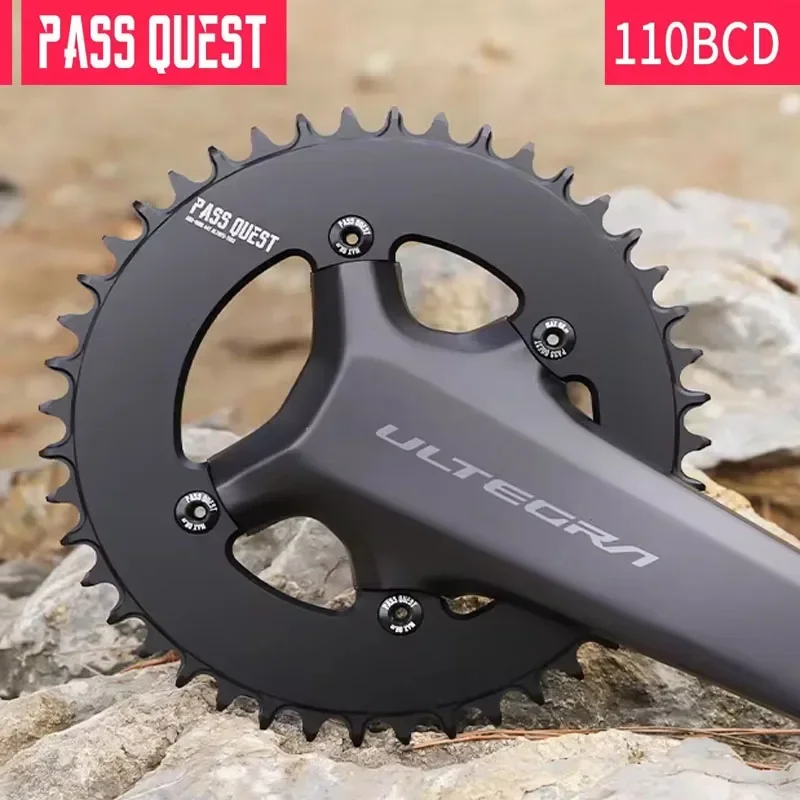 PASS QUEST 110BCD Narrow Wide Chainring for UT R8100 R9200 Crankset Round Road Bike Folding Bike AERO Monoplate Bike Accessories