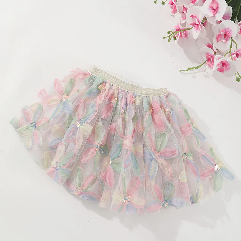 Baby Girl Clothes Cute Floral Pink Tutu Skirt Kids Princess Girls Skirt Ball Gown Pettiskirt Birthday Party Kawaii Skirts