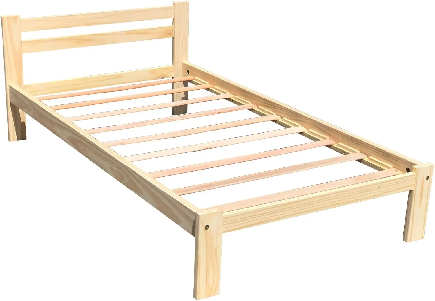 Rustic Solid Pine Unfinished Finish Twin Size Kids Bedroom Furniture Wooden Bed Frame with Slats Ready to Finish