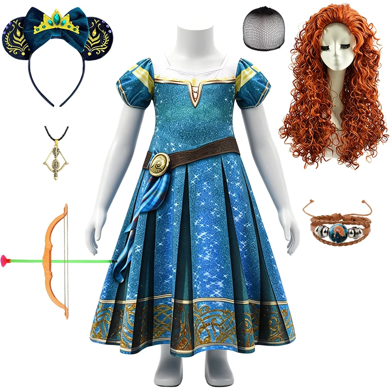 Disfraz de Princesa Mérida para Niñas, Disfraz de Halloween, Cosplay Medieval, Fiesta de Carnaval, Ropa Infantil, Ropa Elegante para Niñas
