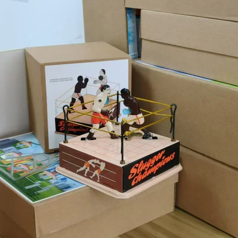 Wind up toy Adult Collection Retro Metal Tin arena champions boxer Boxing ring figure game Mechanical Clockwork birthday gift