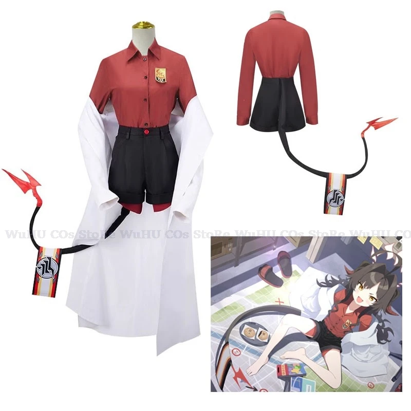 Cosplay Kinugawa Kasumi Cosplay costo bianco con coda pantaloni corti gioco blu archivio donna uomo Halloween Party Rolepaly Suit