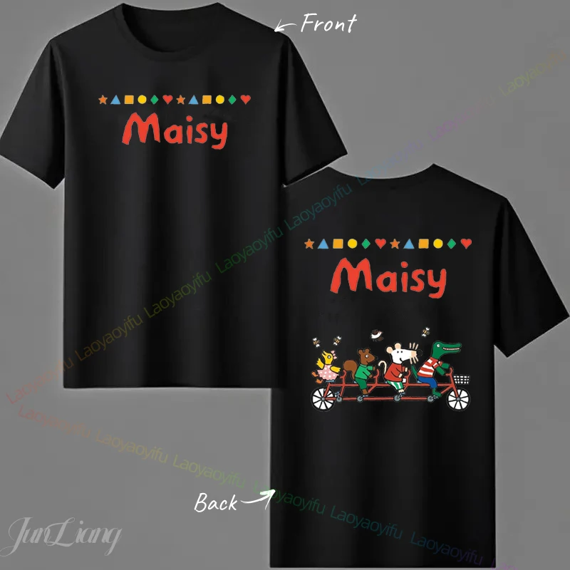 Maisy Mouse Cartoon Niche Spring and Fall Boys and Girls Sports Pure Cute Sense New Funny Shirt for Men