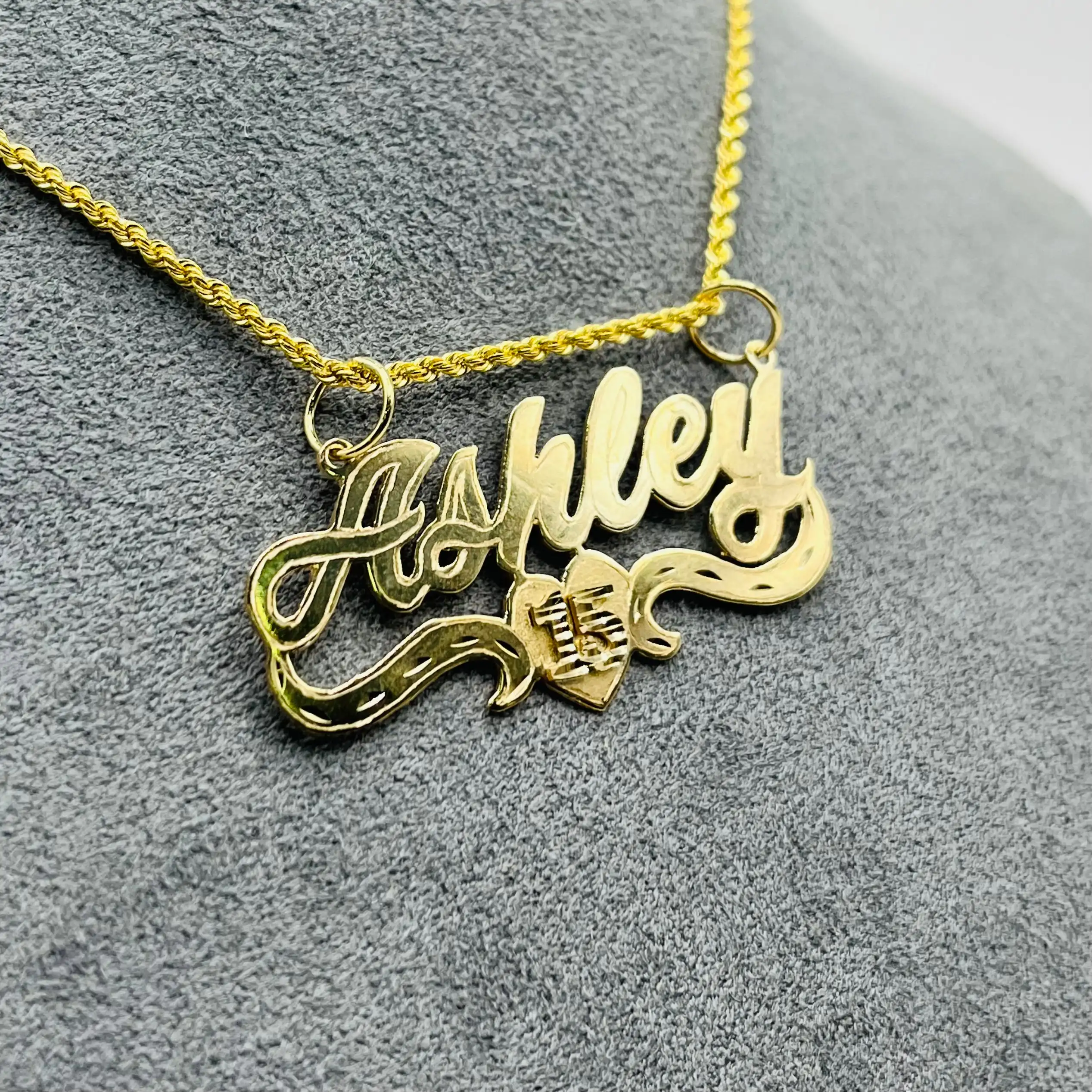 Personalized Deeply Engraved Name Neckalce Custom Nameplate Pendant Jewelry Gift for Women or Men Necklace (Chain Not Included)