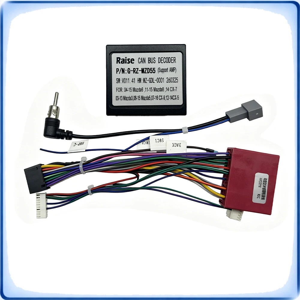 

Car Accessories Radio Wiring Harness with CANBUS Decoder 16Pin to 24Pin Adapter for Mazda 6 GH1 GH2 3 BL BM CX7