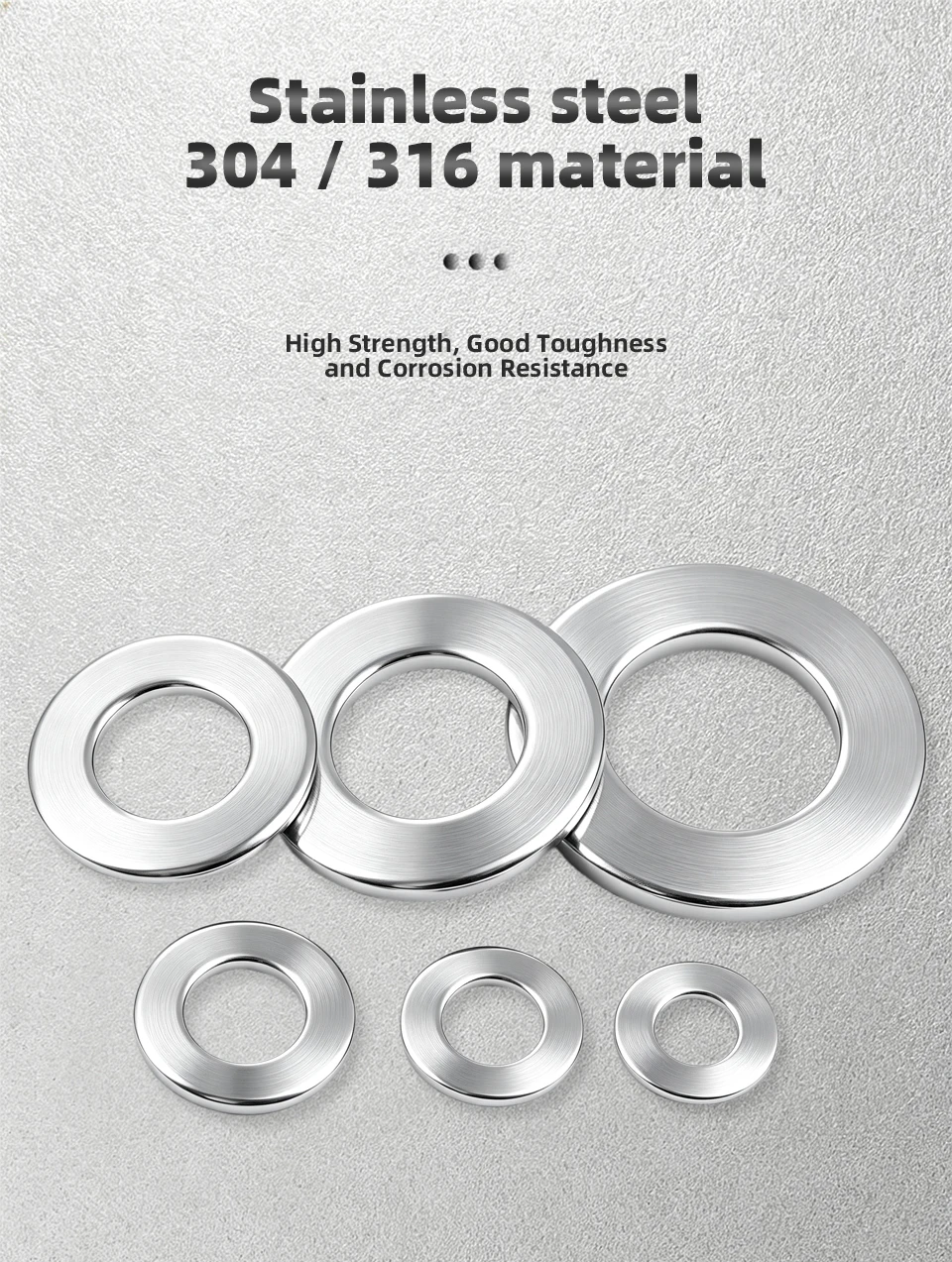 GB848 Kleine, schlichte Unterlegscheiben aus Edelstahl 304 & 316, metrische, dünne, flache Unterlegscheiben, Distanzscheiben M2 M2.5 M3 M4 M5 M6 M8 M10 M12 M14 M16 M18 M20 M24 M27 M30 – Detail 8