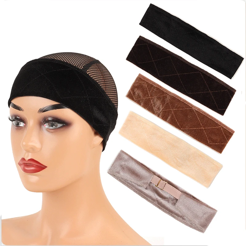 Wig Grip Headband For Lace Frontal Wigs Adjustable Invisible Wig Hair Band Nude Non-Slip Velvet Wig Band To Hold Wigs