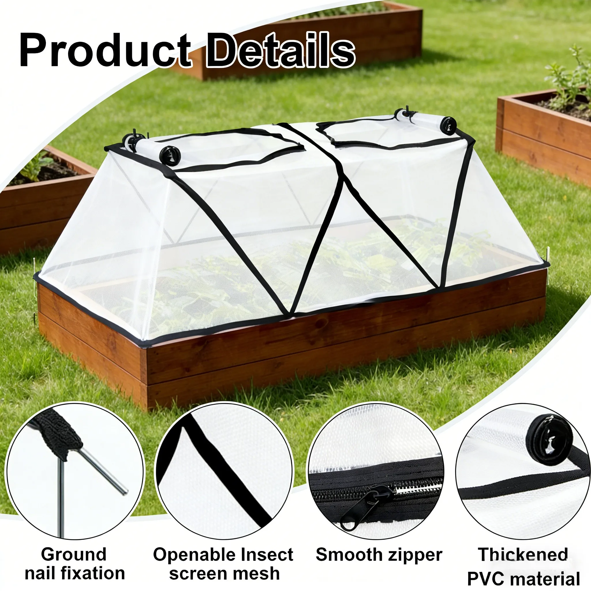 Foldable Plant Cover with Air Holes and Strong Frame for Garden Use Providing Frost Insulation and Pest Defense