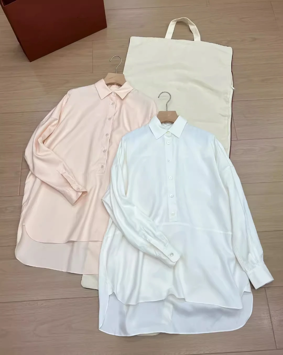 Spring l*p Women's Shirt Half Placket Silk long-Sleeved Shirt Turn-Down Collar Blouse Female Top Woman's Clothing White Pink