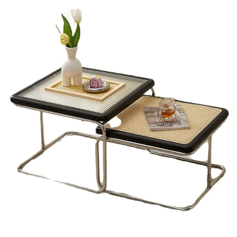 

Nordic medieval style stainless steel solid wood glass coffee