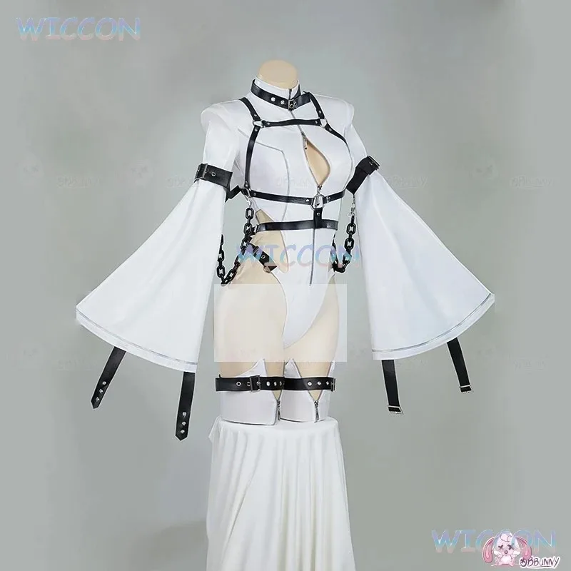 بدلة Doujin CC موحدة أنيمي كود C.C. شعر مستعار تنكري Geass بدلة معركة بيضاء لحفلة الهالوين للنساء والفتيات
