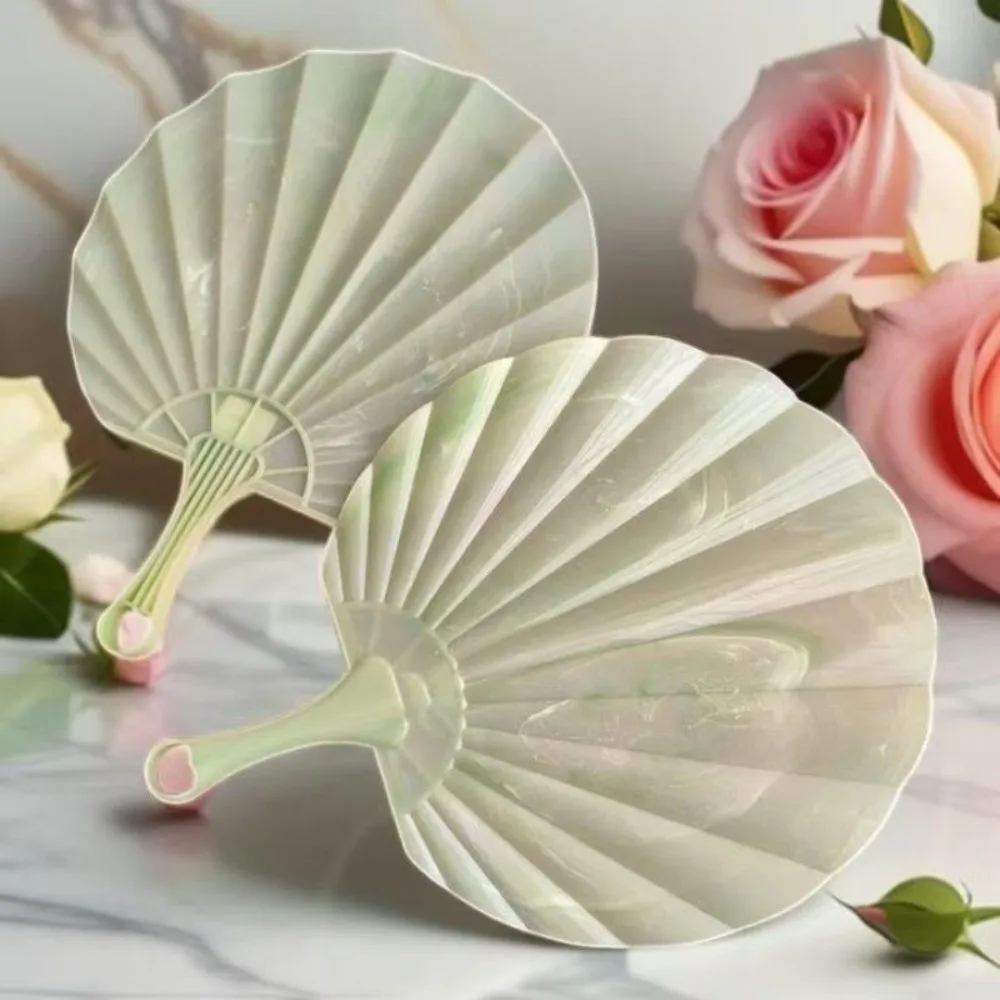 Portable Plastic Hand Held Fan Imitation Shell Traditional Chinese Chinese Style Fan Summer Cooling Fans Party Supplies