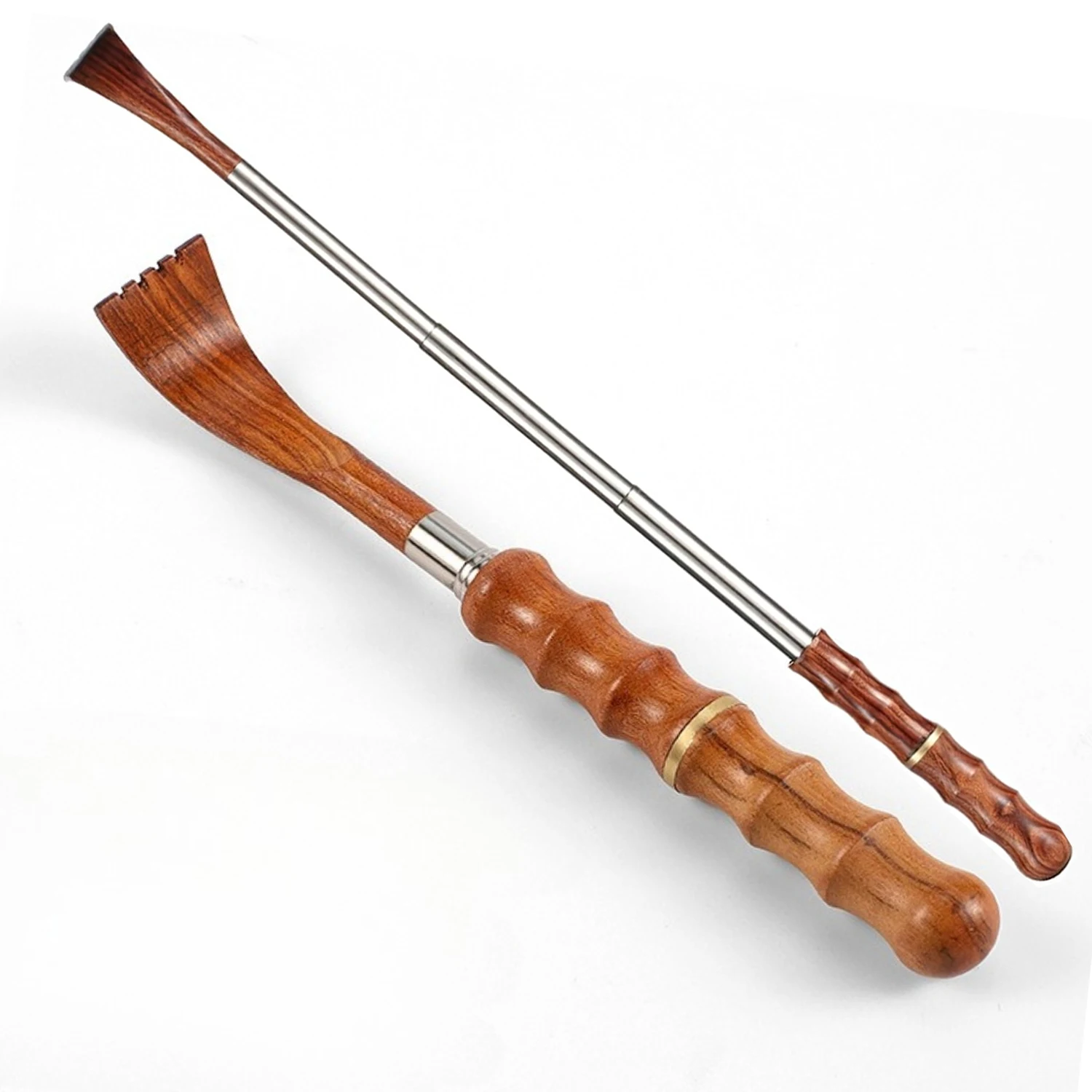 

Portable Extendable Back Scratcher Telescoping Back Massager with Wooden Handle Stainless Steel Back Massage Tickle Stick Tools
