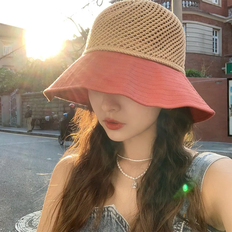 Shade Sun Protection Straw Hat Women's Summer UV Protection Hat Seaside Beach Sun Hat Bow Hollow Fisherman Hat