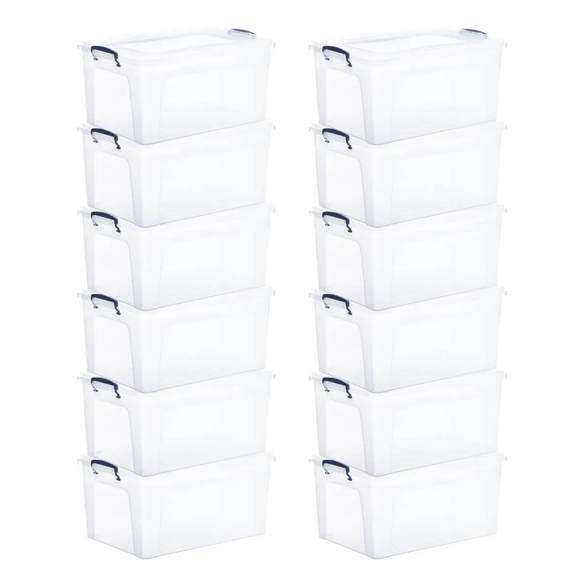 Clear Plastic Storage Boxes with Lids, Stackable Bins for Home Office School Organization, 28.5 Quart 12 Pack, Customized