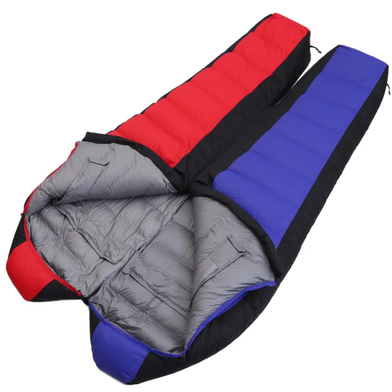 2022 Mummy Outdoor Camping Duck Down Sleeping Bag Compact Winter Sleeping Bag Double Warm : Splicing Double Sleeping Bag