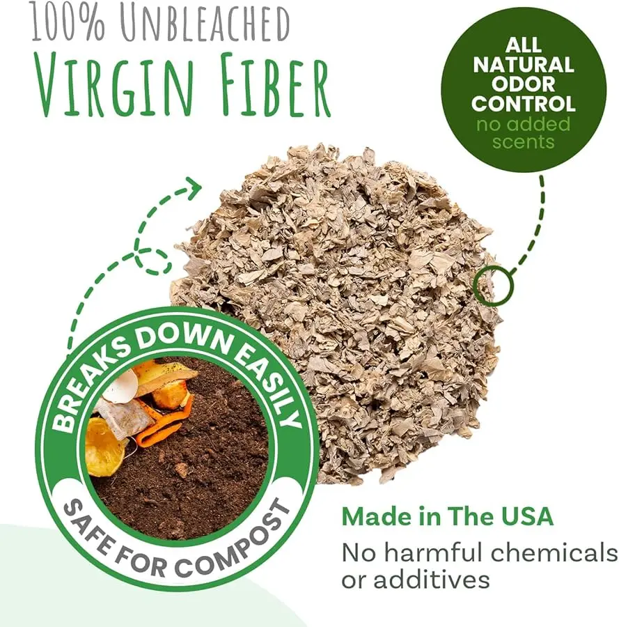 مفروشات حيوانات صغيرة ممتازة، مفروشات ورقية ناعمة طبيعية للحيوانات الأليفة الصغيرة الداخلية والخارجية، صنع في الولايات المتحدة الأمريكية، مقاس جامبو، عبوة 178 لتر #3