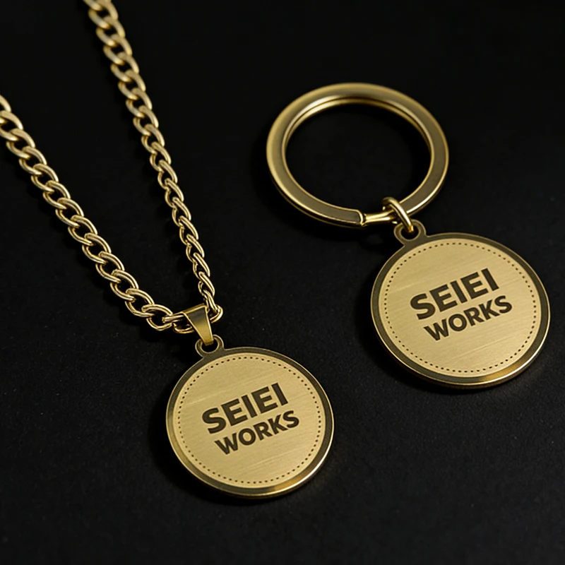 

Stainless Steel Round Plate Your Logo Engraved Customized Pendant Necklace Gold Jewelry Personzlied Necklace Cuban Link Chain