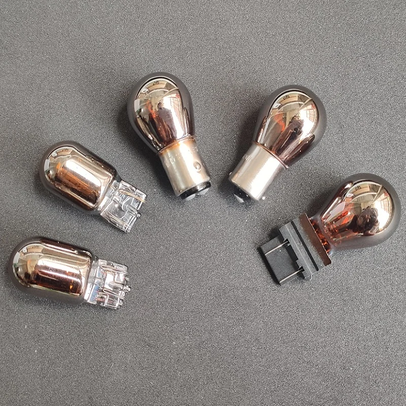 1pcs 1156 12v Py21w Silver Chrome Bulb Turning Signal Halogen Bulbs Bau15s 1157 7440 7443 3157 Amber Red