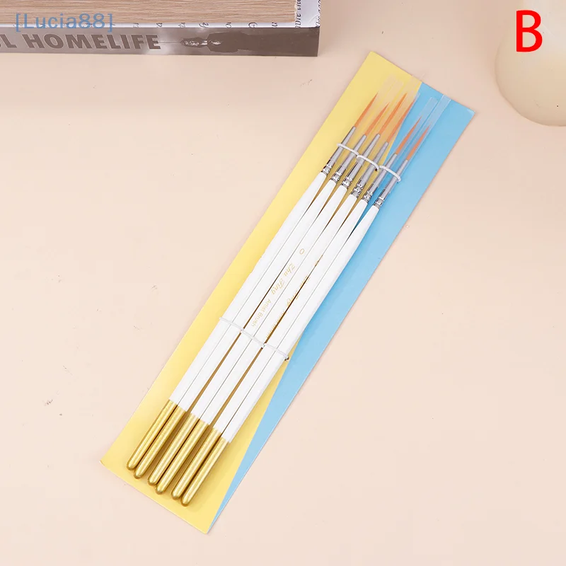 4/6 Uds pincel de acuarela puntiagudo redondo cabeza plana pelo suave puntiagudo Nylon gancho para el cabello línea bolígrafos pintura manualidades bolígrafos