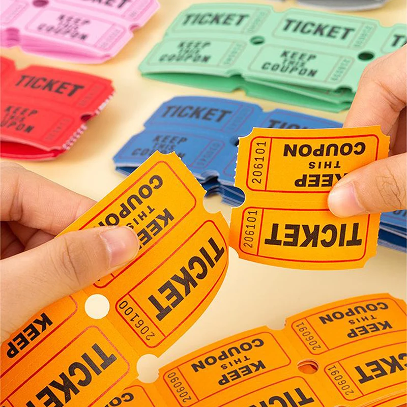 100 Stück Lotterie-Tickets für das Klassenzimmer, Lotterie-Rolle mit einzelnen Papieretiketten, Getränkeveranstaltungen, Verlosungskarten, Feier-Event-Tickets – Detail 12