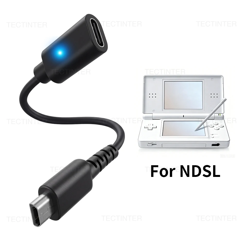 For Nintendo DS Lite NDSL Console USB Type C Charging Cable Converter Charging Adapter Power Supply Wire Cord Gaming Accessories