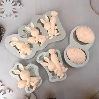 New Easter Rabbit Fondant Silicone Mold Carrot Cake Decorating Tools Chocolate Cookies Baking Mould Egg DIY Clay Epoxy Mold