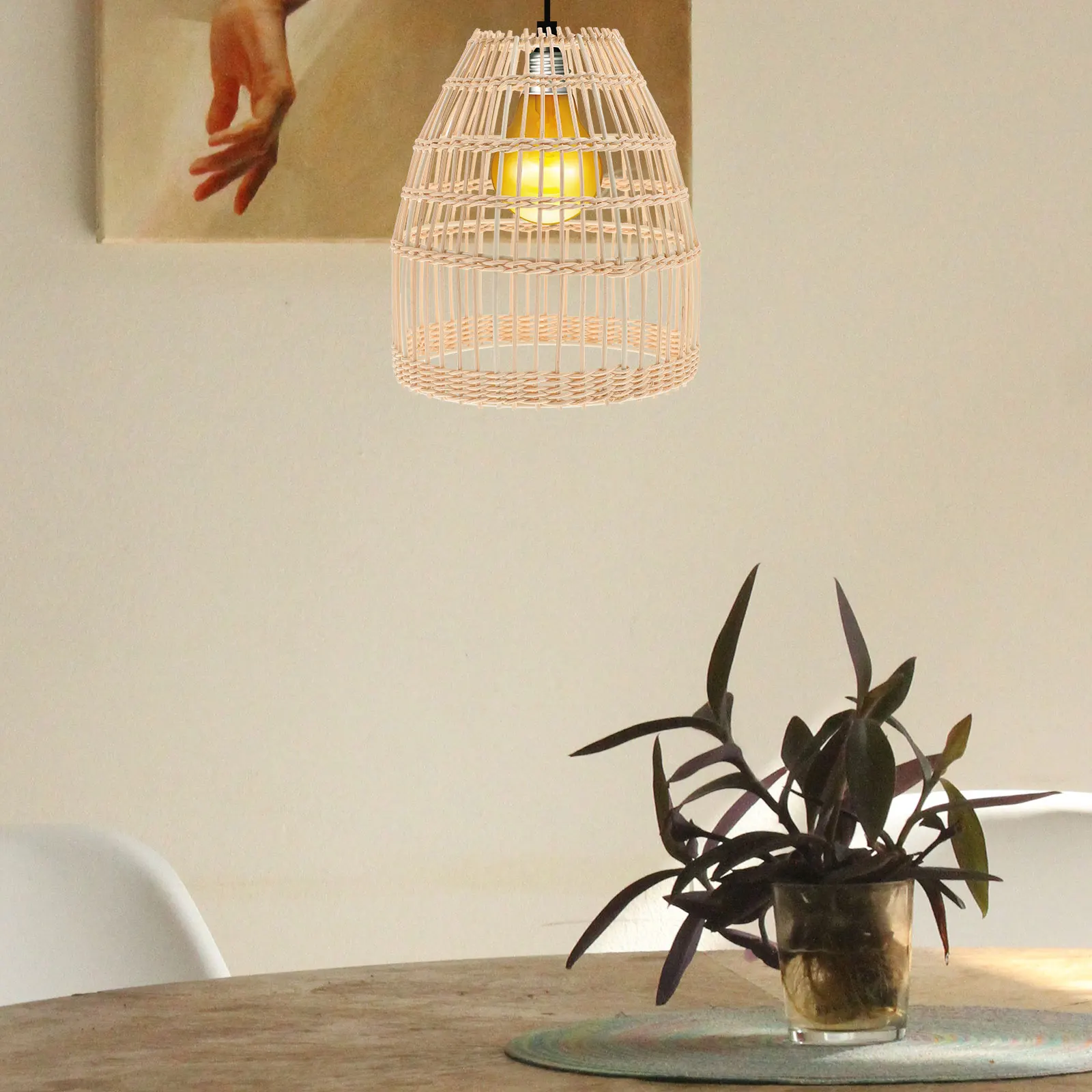 

Rattan Lampshade 19x21cm Woven Style Light Cover for Home Decoration Pendant Ceiling Lamp Covers Create Warm Atmosphere