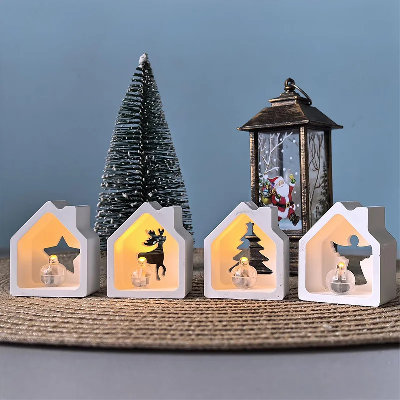 6 قطع عيد الميلاد النمذجة العفن عيد الميلاد منزل جو مضيئة الحرف الزخرفية الإبداعية عيد الميلاد الجص نازف القالب #3