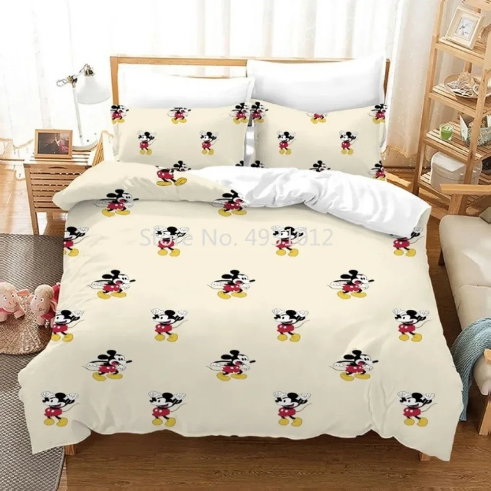 Ensemble de literie Minnie Mouse pour enfants, housse de couette, taie d'oreiller, textile de ménage, décor de lit, cadeau pour garçons et filles, nouveau