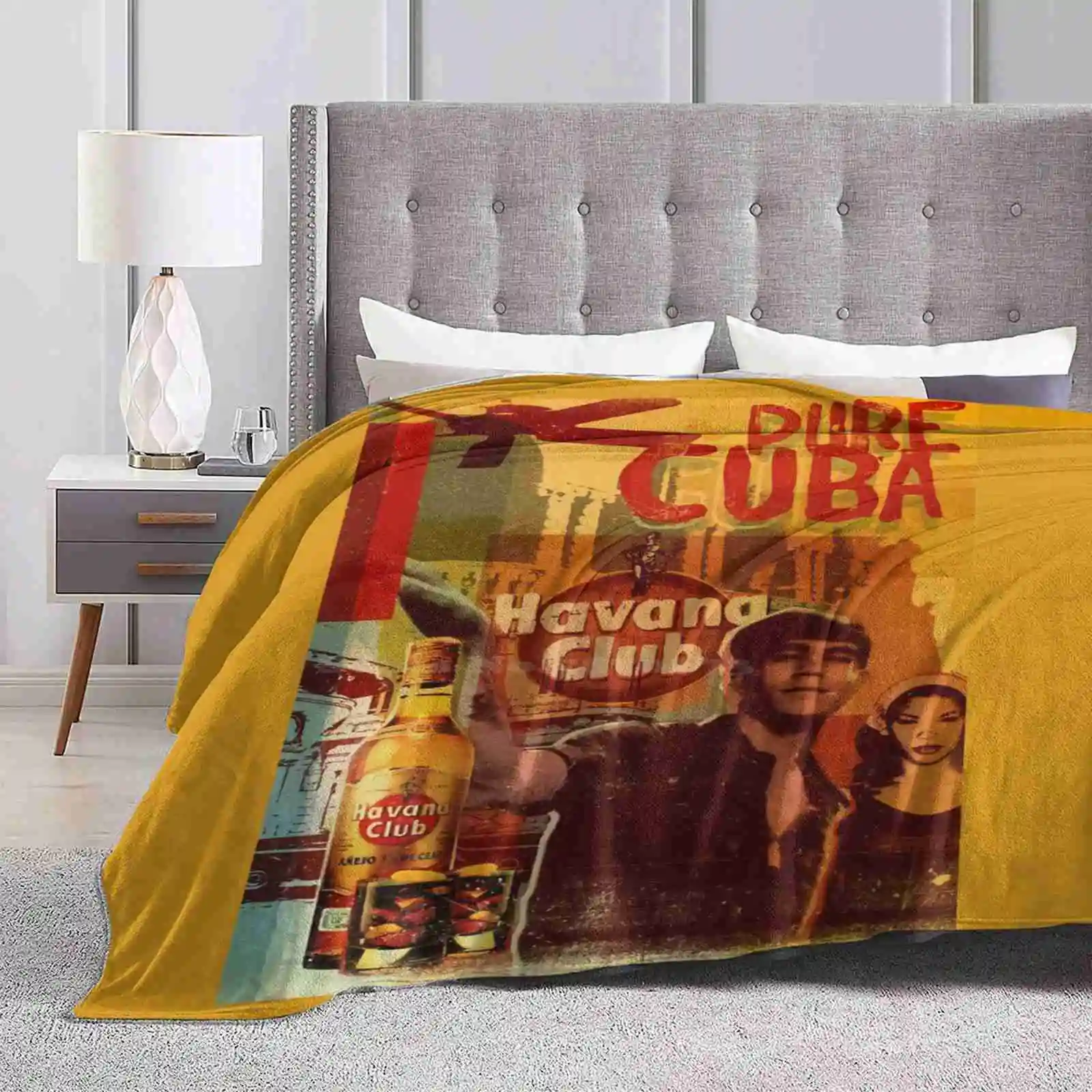 Vintage New Arrival Fashion Leisure Warm Flannel Blanket Vintage Rum Ron Bartender Drinking Cocktail Cuba Libre Mojito