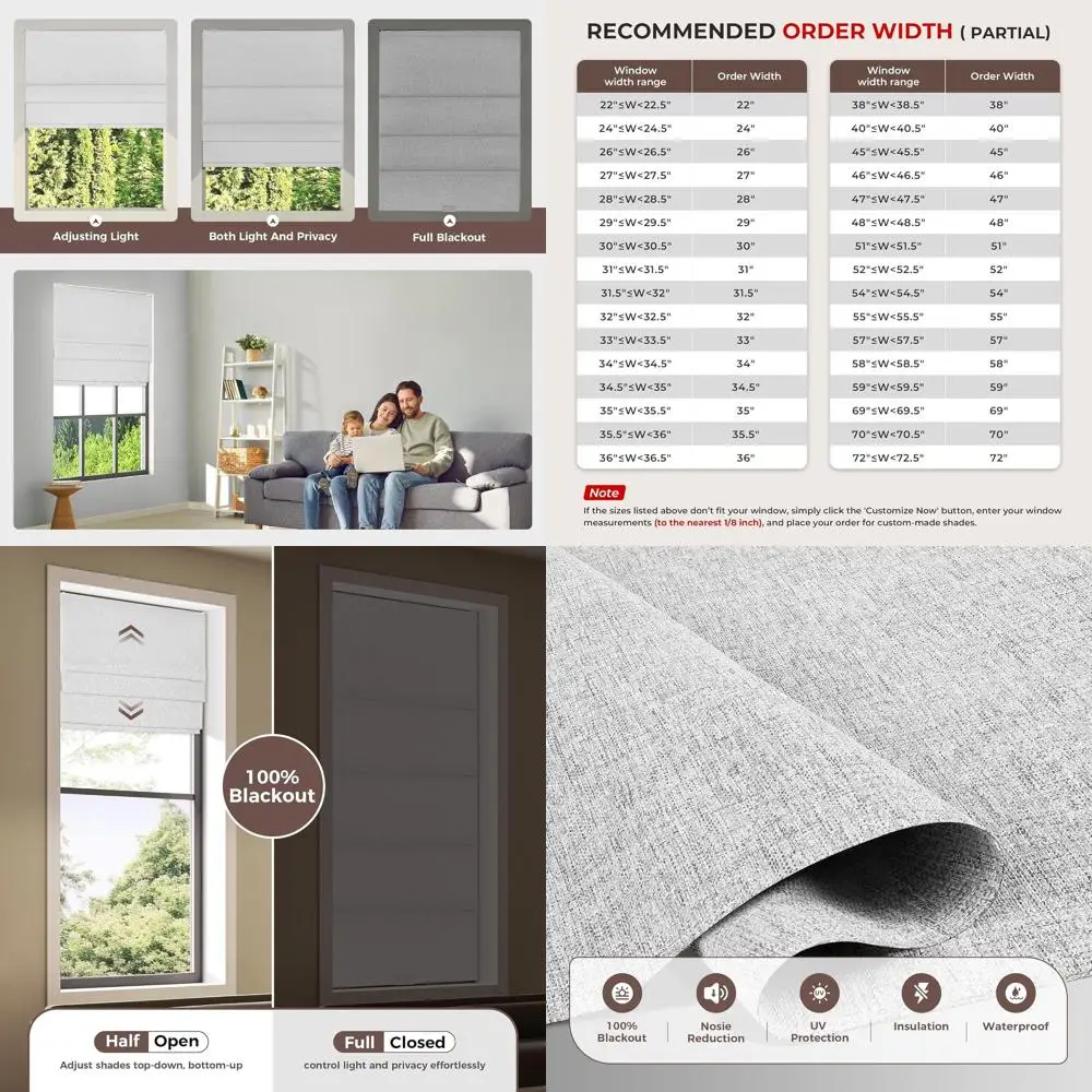 

Серые льняные беспроводные римские шторы без сверления, затемняющие изолированные, 35,5x48 для спальни