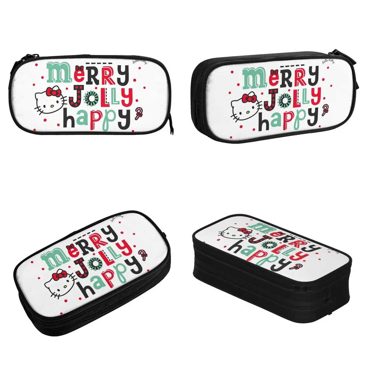 Hello Kitty Merry Jolly Happy Pencil Case Cartoon Cute Pen Box Bag Student Large Storage Office Zipper Pencilcases