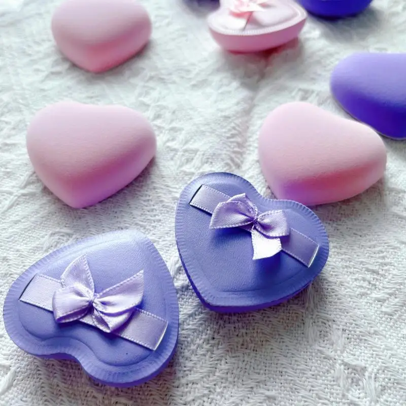 1/2/5 szt. Gąbka do makijażu w kształcie serca, do stosowania na sucho i na mokro, cukierkowa gąbka wielokrotnego użytku do podkładu w płynie i pudru, gąbka kosmetyczna