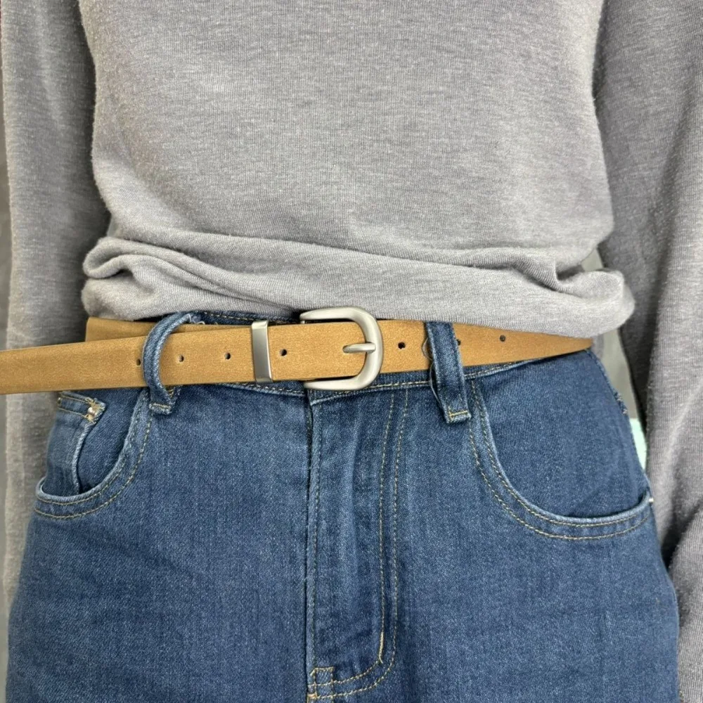 

Fashion Retro Pin Buckle Suede Leather Belt Casual Luxury Design Waist Belt Elegant Waistband For Women