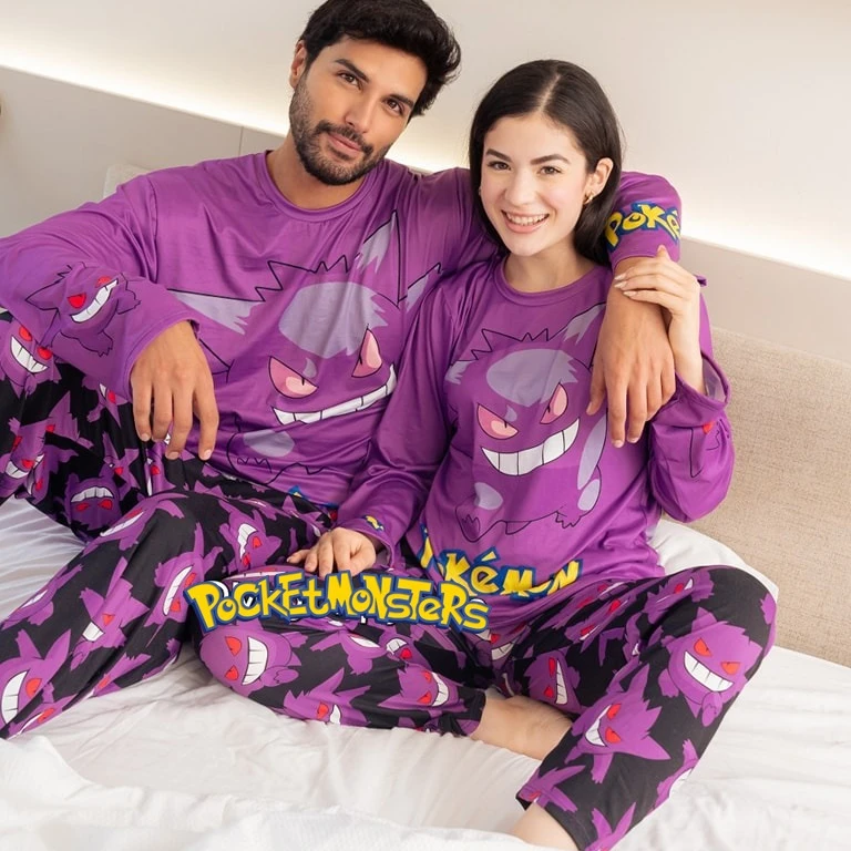 

Bandai Pocket Monster Pajama Sets Adult Kids Couples Long Sleeve T-Shirt & Wide-leg Pants Set Summer Quick-dry Comfy Lightweight
