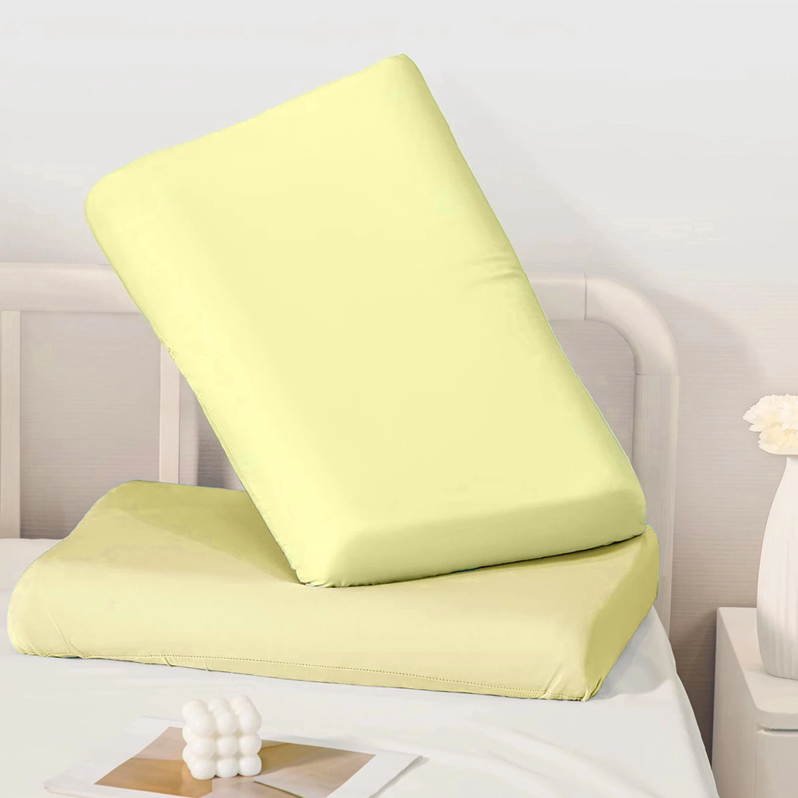 2PCS Disposable Pillowcase Polyester Elastic Bed Cover for Hotel Travel Camping Dorm Protective Sleeve Durable Lightweight