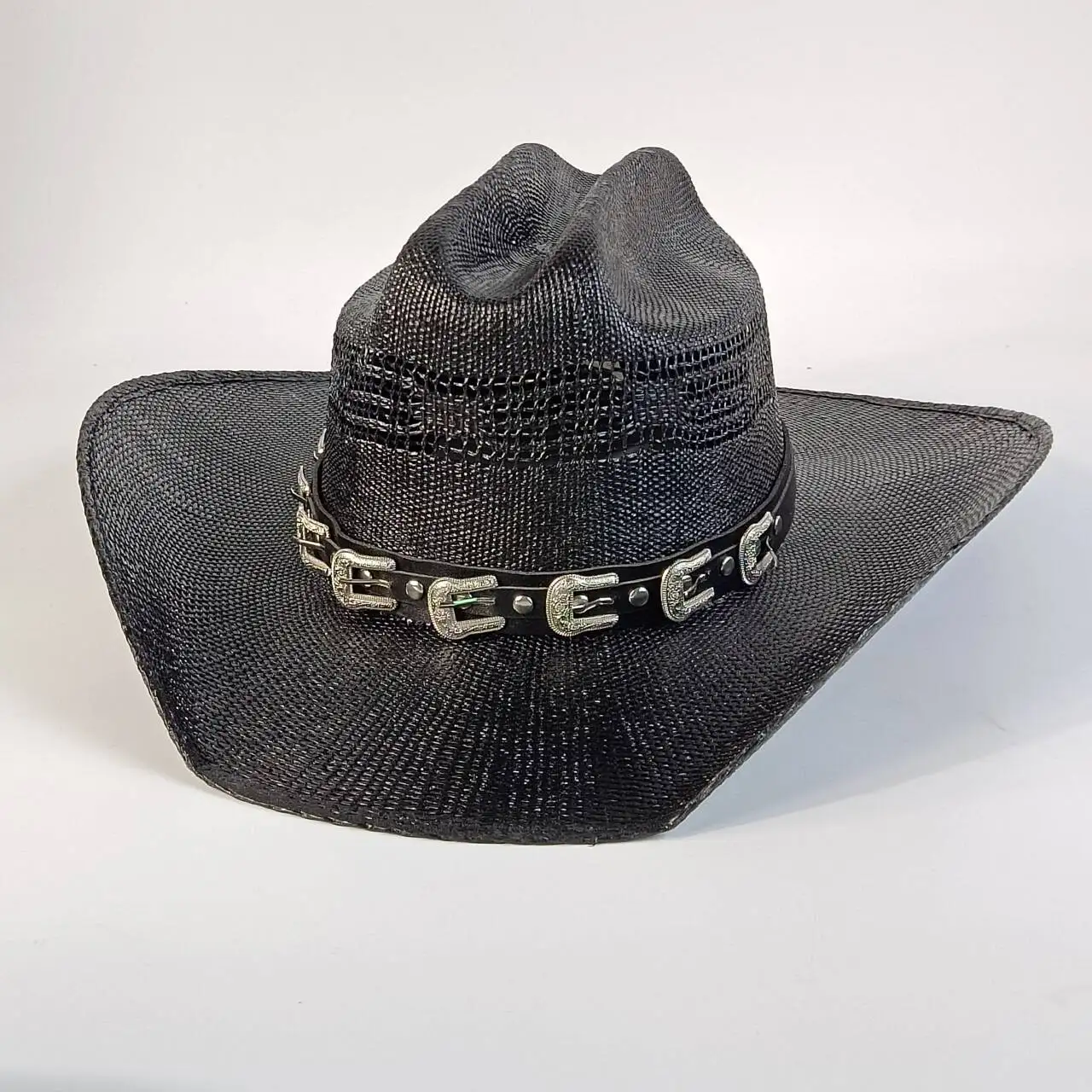 Western cowboy straw hat with large brim hard plasticity straw hat cowboy outdoor summer sun protection Ranch Hat cowboy hat