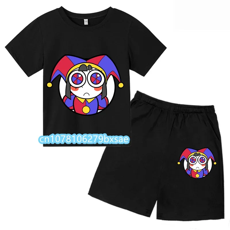 O incrível circo digital camiseta terno para meninos e meninas, camiseta personalizada dos desenhos animados, manga curta, moda infantil, 2021