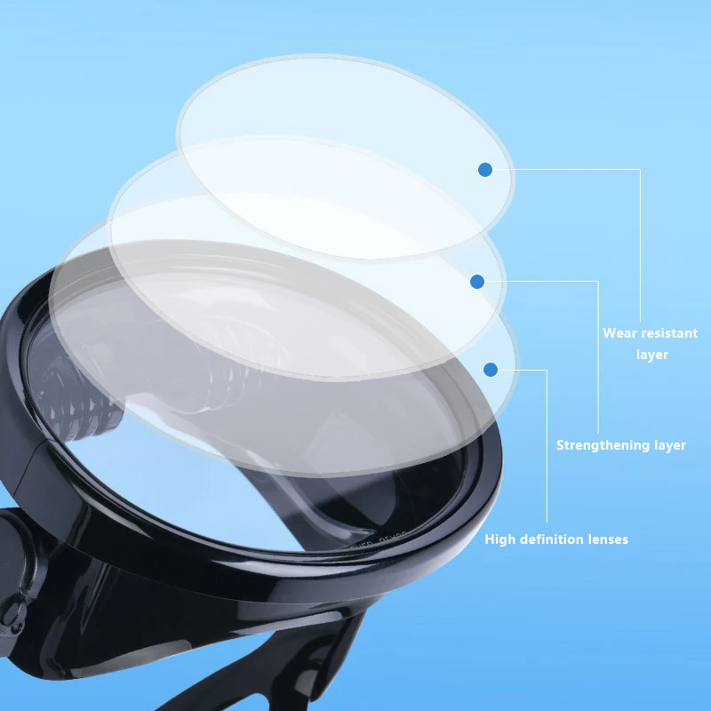 قناع غطس بانورامي بيضاوي ذو رؤية واسعة، نظارات صيد الأسماك بالرمح، عدسة من الزجاج المقسى للبالغين #5