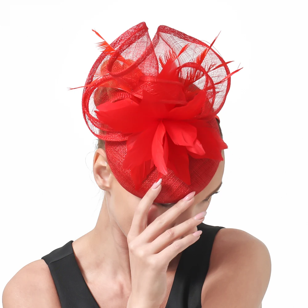 Красочная шляпа Sinamay Fascinator с цветком лилии, свадебная шляпа свободного размера с зажимом для волос, элегантная свадебная коктейльная вечерние головка