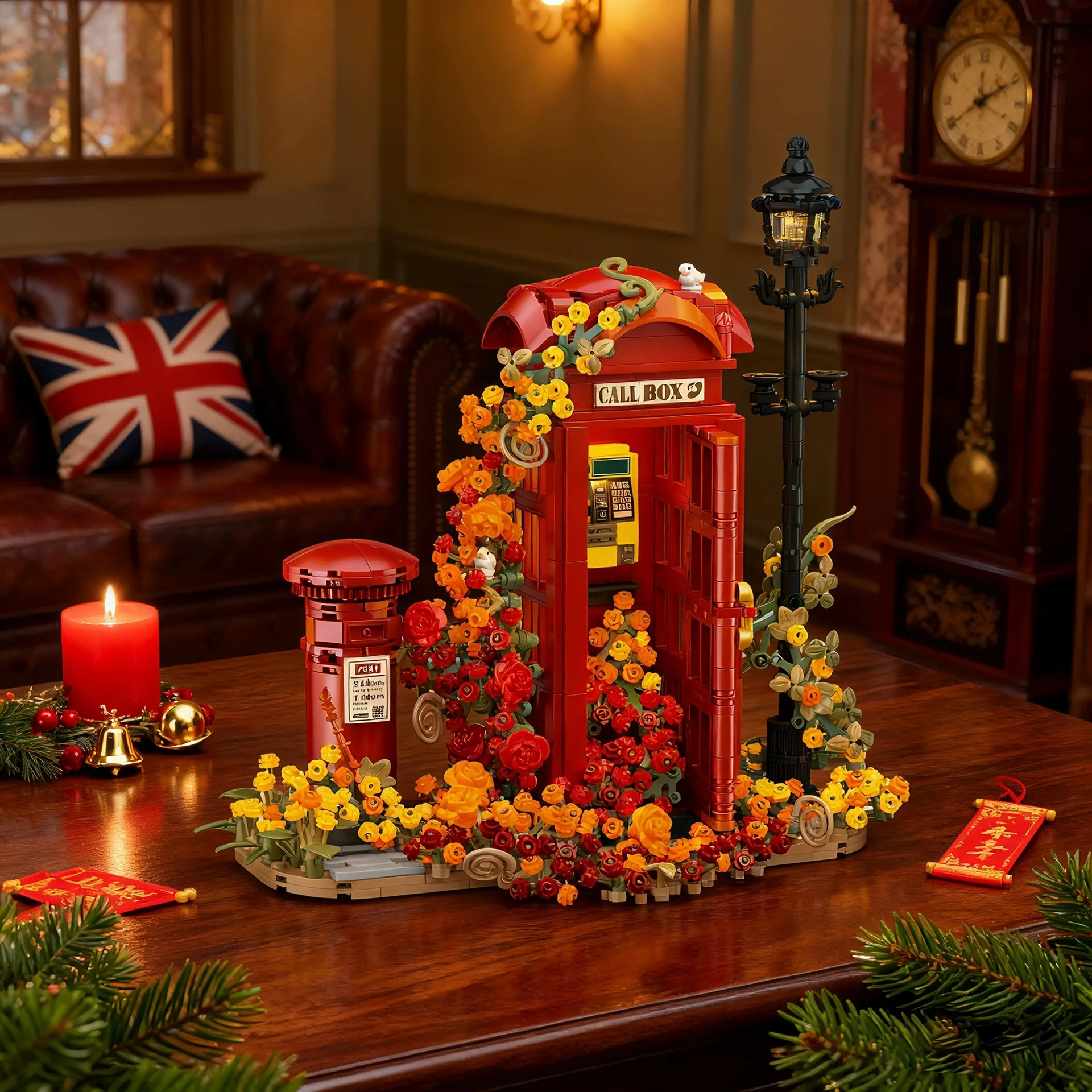 1142PCS Retro Telephone Booth MOC Building Blocks 3D Model City Street View Flower Phone House Bricks Puzzle Toys Birthday Gifts