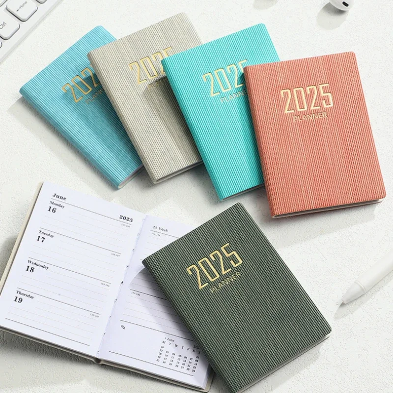 2025 Portable Planner 365 Days Durable Pu Cover Daily Weekly Schedule Notebook Compact Calendar Journal School Office Agenda