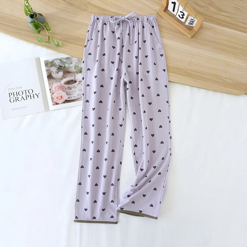 2024 Women\'s New Spring and Autumn Sleeping Pants 100% Cotton Knitted Closing Long Pants Large Size Summer Thin Loose Home Pants