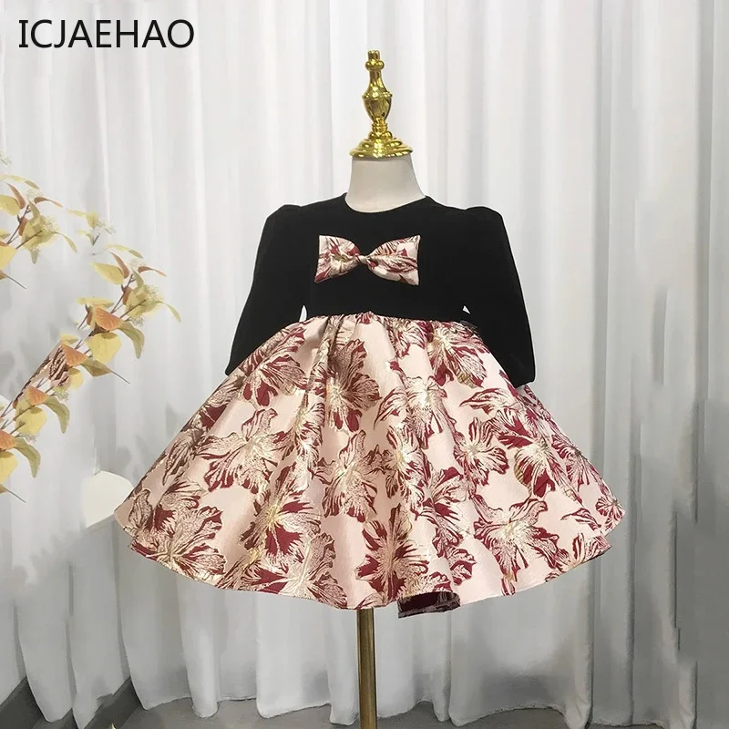 

Girls Party Dress Clothes for Kids Floral Ball Gown 1st Birthday Print Dresses Children Party Dress Baby Girls Toddlers Outfits