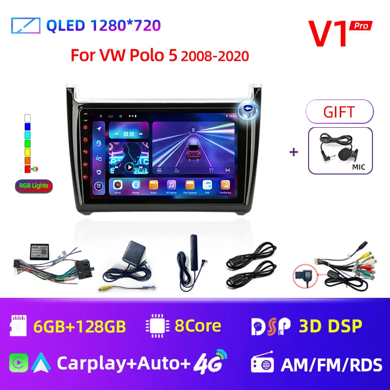 9" Car Radio Stereo For Volkswagen VW POLO 5 Sedan 2008 - 2020 Android 12 Carplay Multimidia Video Player Navi Head Unit EQ image 3