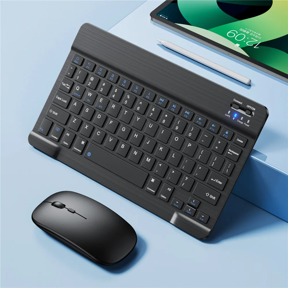 Teclado e Mouse Bluetooth Sem Fio, Mini Teclado, Espanhol e Russo, Telefone iPad, Tablet Samsung, Pro 11 Air, 2020