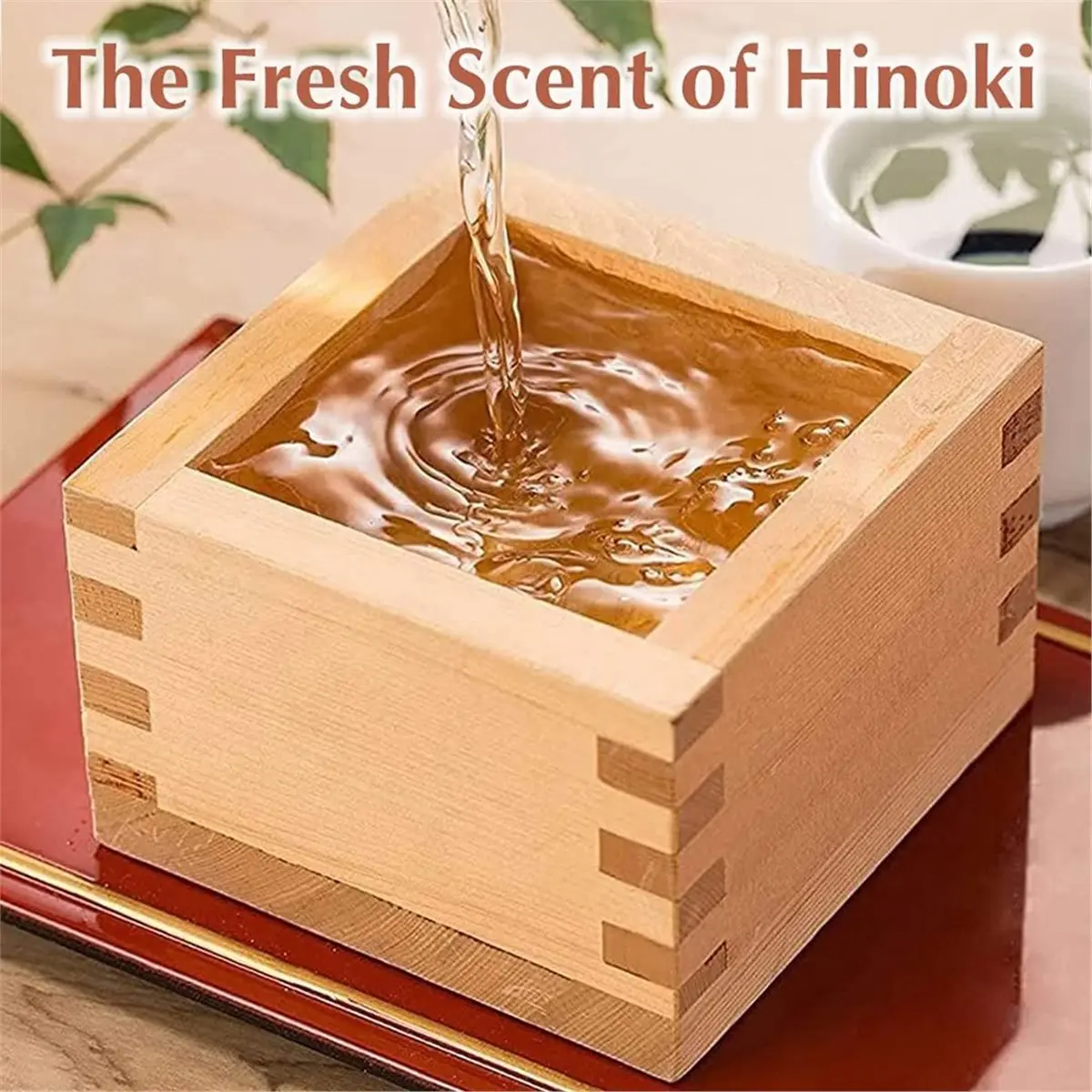 2026 Trend 4pcs Japanese Culture Wood Wooden Sake Cup Masu Box Put the Wine Glass Inside Square Wooden Wine Tray,Dessert Box